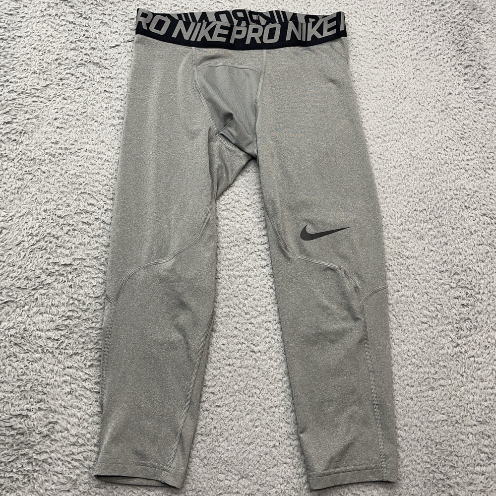 Nike Pro Dri-Fit Fitnes Tights Mens M Gray Compression Base Layer Stretch‎ Pants